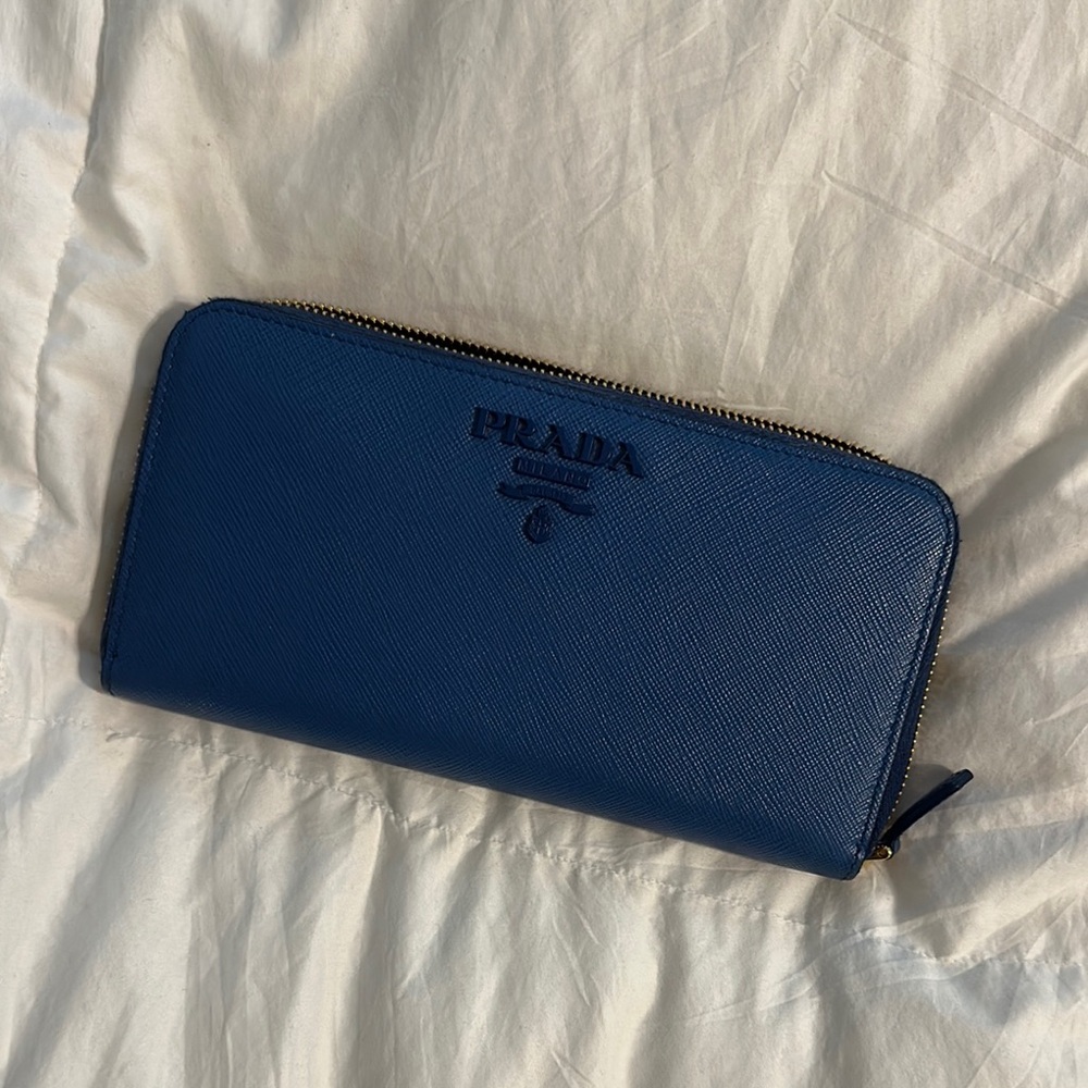 Prada Blue Zip Wallet